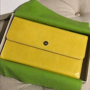 Abas Yellow Leather Travel Wallet